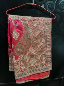 elegant pink ang gold saree