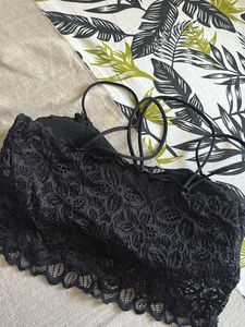 Lace Bralette Set - Black &amp; White - stretchable