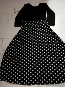 Chic Polka Dot A-Line Midi Dress