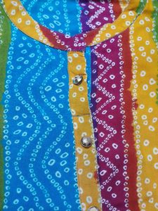 Blue banBlue Bandhani Kurta Leggins Dupatta set