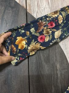 Navy Blue Floral Kurti