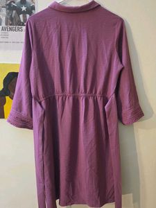 Purple Button-Down Shirt Dress