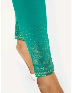 Sea Green Printed Foil Leggings