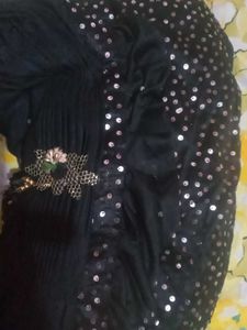 Elegant Black Ruffle Saree with Embellished Blouse
