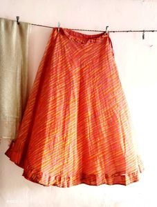 Striped Orange Lehenga Choli Set