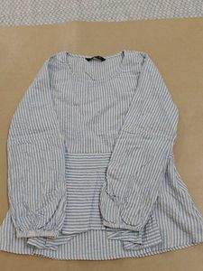 Street 9 Blue &amp; White Striped Top