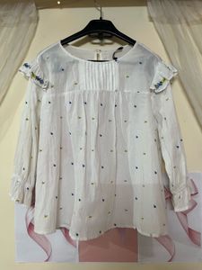 Embroidered Ruffle Blouse