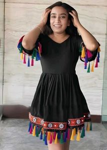 Black Tassel Kurti Style For Navratri