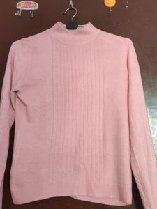 Ribbed Baby Pink Woollen Top