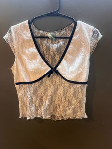 Lace Detail Top with Bow