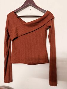 Chic Brown Off-Shoulder Top