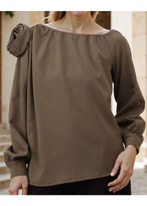 🌸 Shein Boat Neck Floral Applique Loose Fit Top