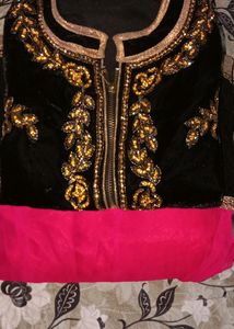 Umbrella Frock With Black Velvet Jacket