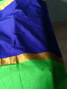 BrandNew ElegantBlue&amp;Green SilkSaree+UnsticheBlous