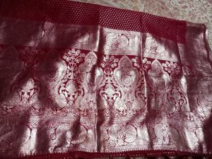 cherry Red Silk Saree