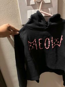 Meow Cropped Hoodie