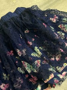 Navy Blue Butterfly Skirt For Kids