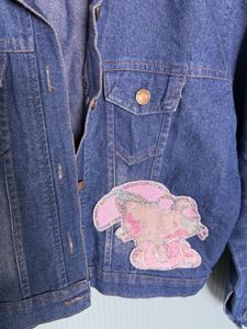 Dark blue Denim Jacket with Patch work for women