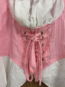 Pink &amp; White Corset Peplum Top