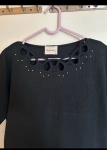 Black Top With Stylish Neck Design