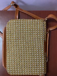 Brown Textured Sling Bag
