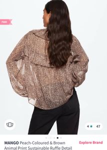 Mango Brand New Peach Animal Print Top