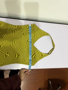 H&amp;M Trendy Green Pattern Mini Dress