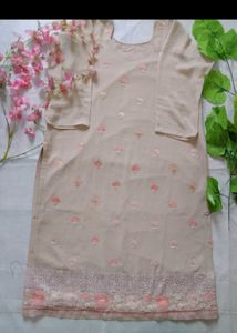 Elegant Beige Embroidered Salwar Kameez