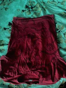 Red Patterned Midi Skirt