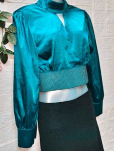 Size S/M  🎁Buy 2 Get 1 Free 🎁 Teal Sparkle Satin