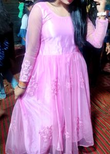 Baby Pink Colour🩷🤍 Barbie Long Dress 👗with Full