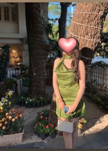 Olive Green Mini Party Dress