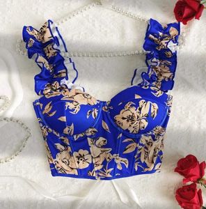 Blue Floral Corset Top