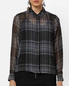 Black Plaid Button-Up Shirt