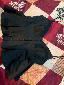 Black Button-Down Peplum Cami Top