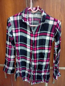Rayon Check Shirt With Capri