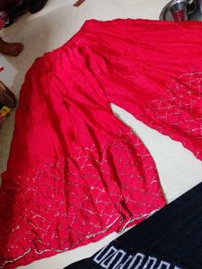Red Embroidered Kurta Set