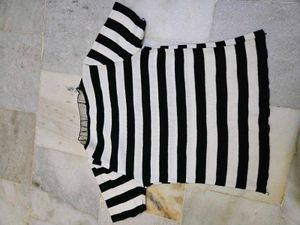 Striped Top with Mesh Detail