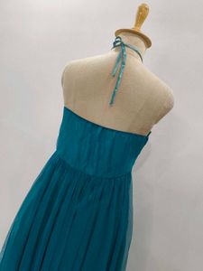 Elegant Teal Halter Maxi Dress