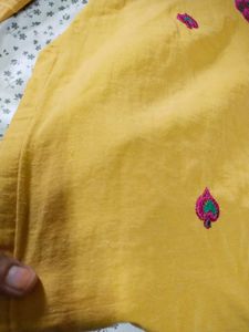 Pure Cotton Yellow Kurti
