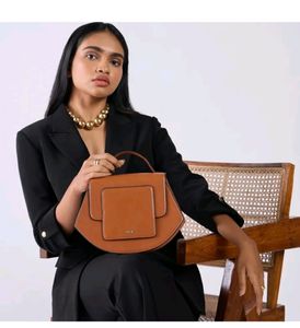 Iykyk Tan Solid Structured Multi Handle Sling Bag