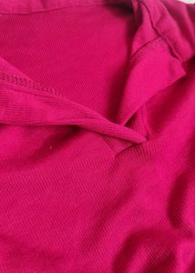 Maroon Rib Collar Top