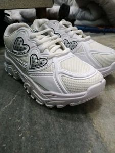 Trendy White Sneakers with Hearts