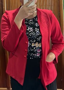 Women Formal Red Blazzer