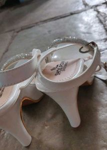 White Heels with Rhinestone Ankle Strap