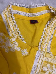 Yellow Embroidered Kurta