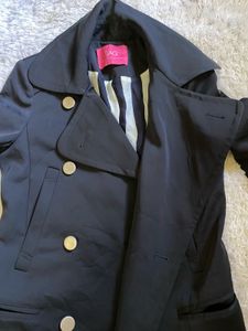 Chic Black Double-Breasted Peacoat