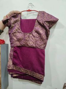 Purple Banarasi Saree Set