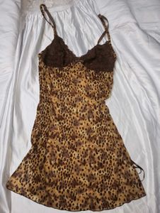 Tiger Leopard Print Y2k Retro Lace Dress Top