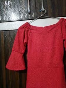 Red Midi Dress Bell Sleeves